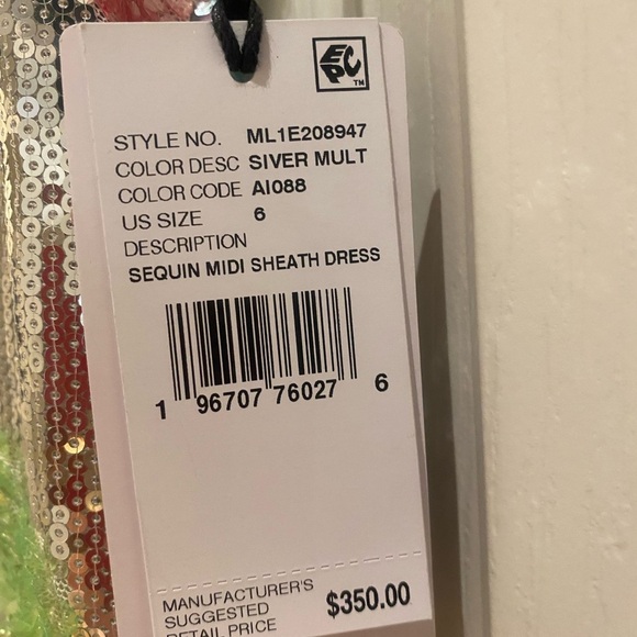 Liv Foster Women Sequined Beaded Formal Midi Sheath New Size 6 stunning stretch - Picture 13 of 17